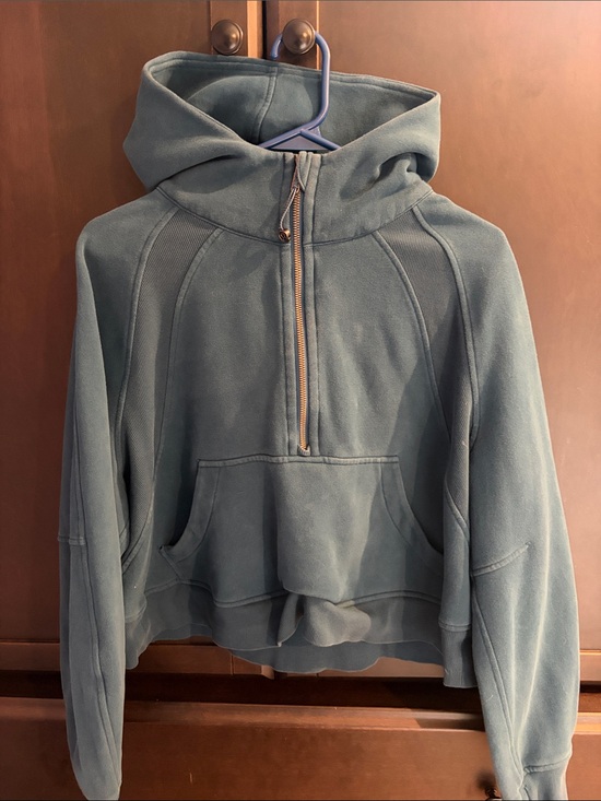lululemon athletica Sweaters - Lululemon Teal blue Scuba half zip with hood